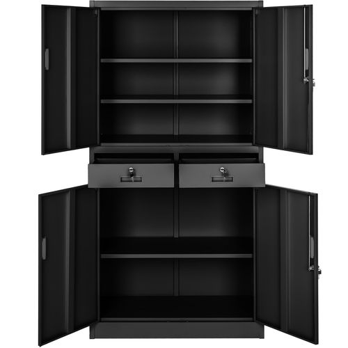 Armoire De Classement En Métal 3 Étagères Réglables En Hauteur Noir