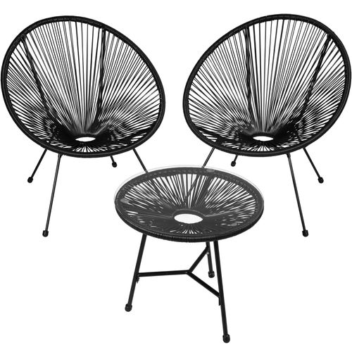 Ensemble De 2 Chaises De Jardin Avec Table Noir 190 X 149 X 78 Cm
