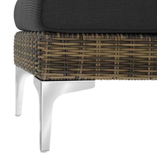 Ensemble Modulable En Rotin Partie Centrale Structure Aluminium Gris Anthracite Chiné