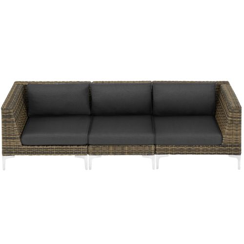 Ensemble Modulable En Rotin Partie Centrale Structure Aluminium Gris Anthracite Chiné