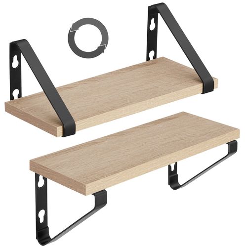 Lot De 3 Étagères Murales Design Style Industriel Bois Clair