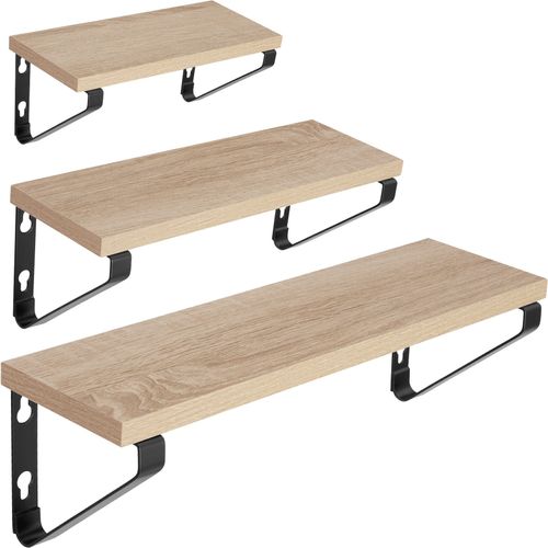 Lot De 3 Étagères Murales Design Style Industriel Bois Clair