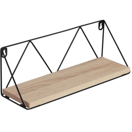 Lot De 2 Étagères Murales Style Industriel 15kg Max. Bois Clair