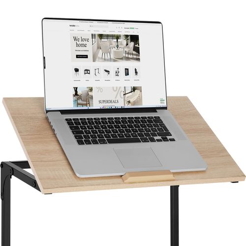 Table D'appoint Style Industriel 55 X 35 X 66,5 Cm Bois Clair