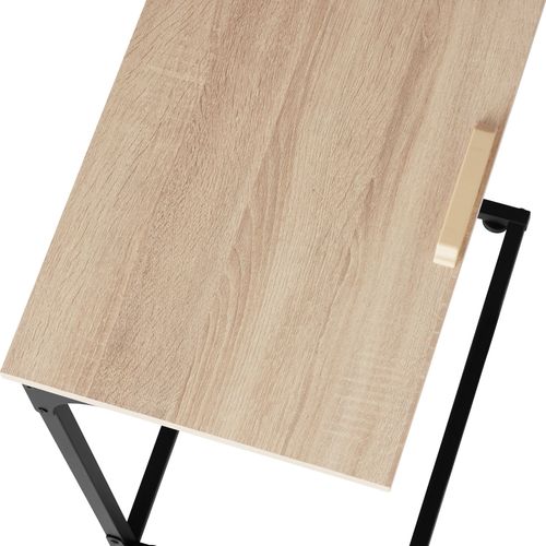 Table D'appoint Style Industriel 55 X 35 X 66,5 Cm Bois Clair