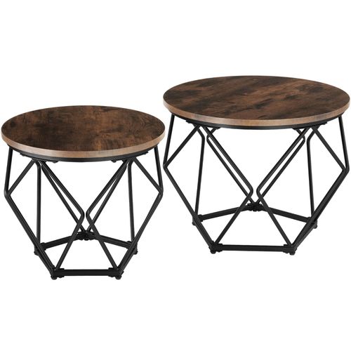 Ensemble De 2 Tables Basses En Forme De Diamant Bois Foncé