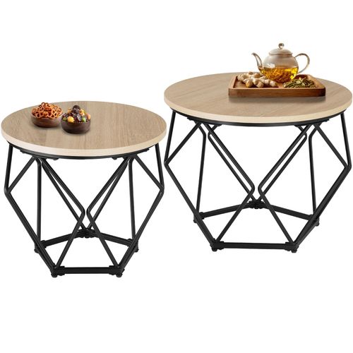 Ensemble De 2 Tables Basses En Forme De Diamant Bois Clair