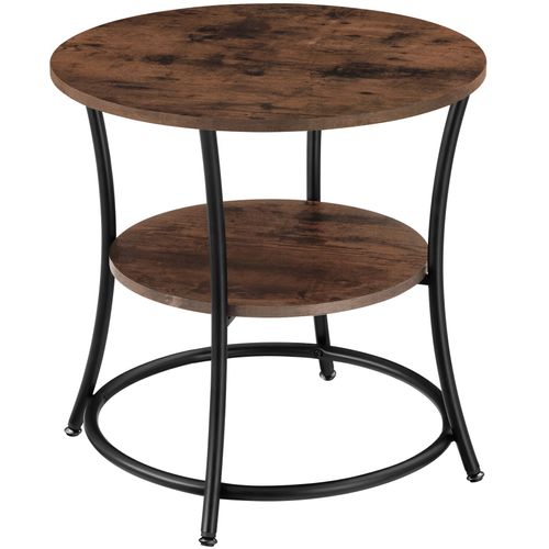 Table D'appoint Style Industriel 55 X 56 Cm Bois Foncé