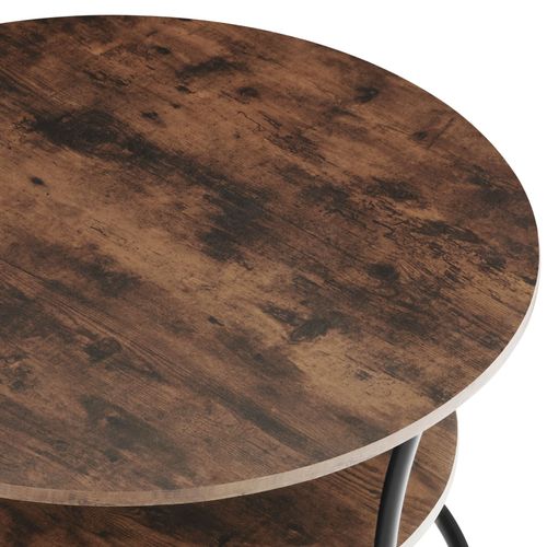 Table D'appoint Style Industriel 55 X 56 Cm Bois Foncé