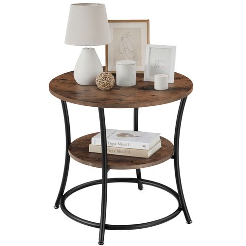 Table D'appoint Style Industriel 55 X 56 Cm Bois Foncé