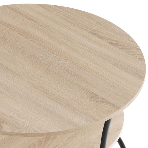 Table D'appoint Style Industriel 55 X 56 Cm Bois Clair