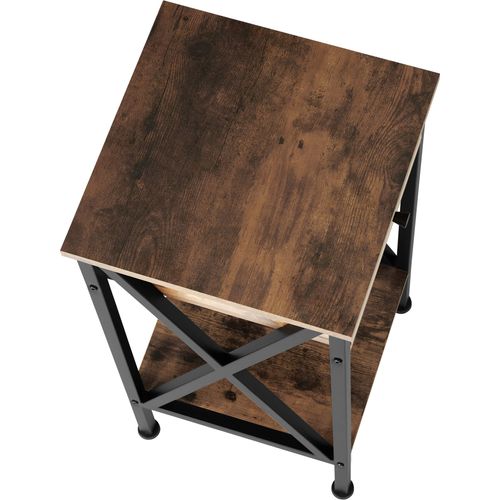 Table D'appoint Style Industriel 35 X 35 X 70,5 Cm Bois Foncé