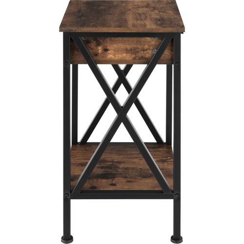 Table D'appoint Style Industriel 35 X 35 X 70,5 Cm Bois Foncé