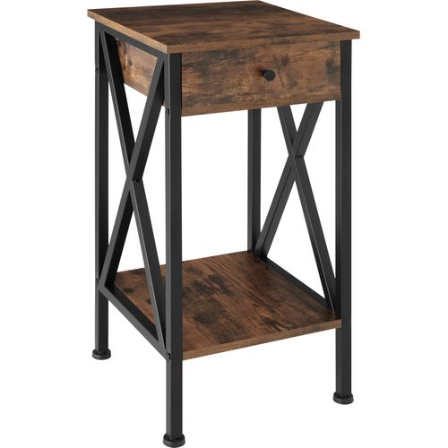 Table D'appoint Style Industriel 35 X 35 X 70,5 Cm Bois Foncé