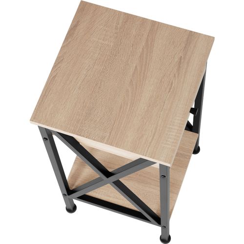 Table D'appoint Style Industriel 35 X 35 X 70,5 Cm Bois Clair