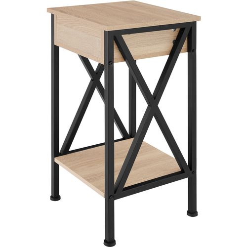 Table D'appoint Style Industriel 35 X 35 X 70,5 Cm Bois Clair