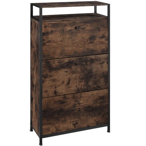 Meuble à Chaussures Style Industriel En Bois Et Acier Bois Foncé