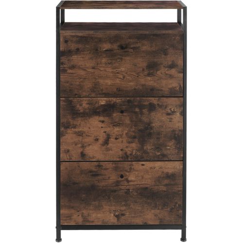 Meuble à Chaussures Style Industriel En Bois Et Acier Bois Foncé