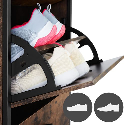 Meuble à Chaussures Style Industriel En Bois Et Acier Bois Foncé