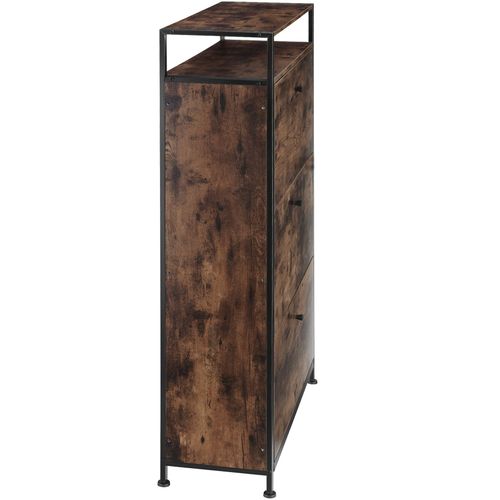 Meuble à Chaussures Style Industriel En Bois Et Acier Bois Foncé