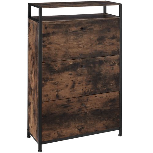 Meuble à Chaussures Style Industriel En Bois Et Acier Bois Foncé