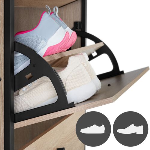 Meuble à Chaussures Style Industriel Bois Et Acier Bois Clair