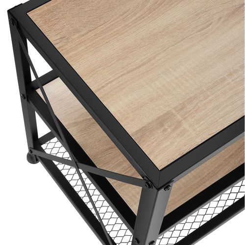 Meuble TV Style Industriel Pieds Réglables En Hauteur Bois Clair