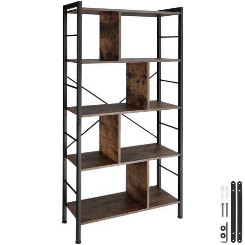 Étagère Style Industriel Antibasculement 755x30x155 Cm Bois Foncé