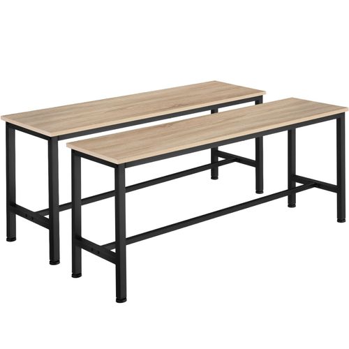 Ensemble De 2 Bancs Style Industriel 108x325x50cm Bois Clair