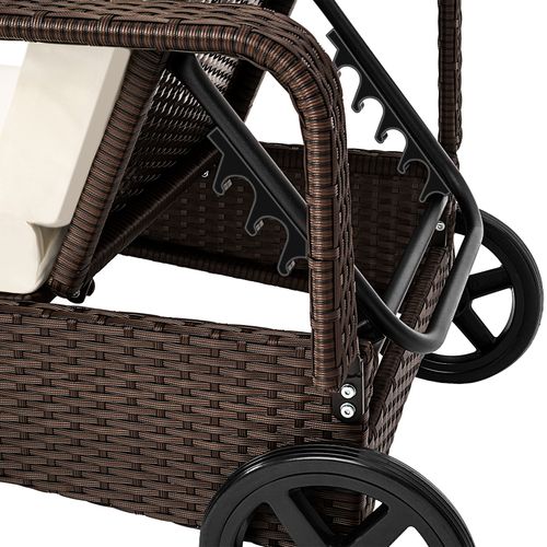 Bain De Soleil Anti Uv Coussin Amovible Et Roulettes Marron Marbré