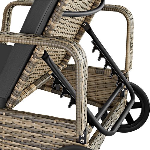 Bain De Soleil En Rotin Robuste Et Résistant Aux Uv Marron Naturel/gris Foncé