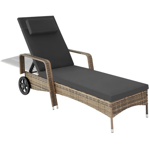 Bain De Soleil En Rotin Robuste Et Résistant Aux Uv Marron Naturel/gris Foncé
