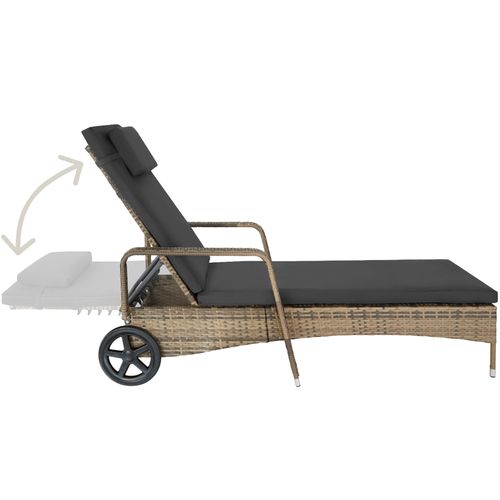 Bain De Soleil En Rotin Robuste Et Résistant Aux Uv Marron Naturel/gris Foncé