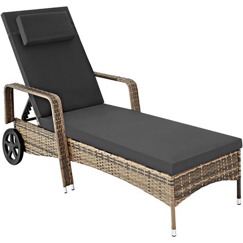 Bain De Soleil En Rotin Robuste Et Résistant Aux Uv Marron Naturel/gris Foncé