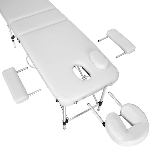 Table De Massage Portable Pliante 2 Zones Largeur De 61cm Rouleaux De Massage Blanc