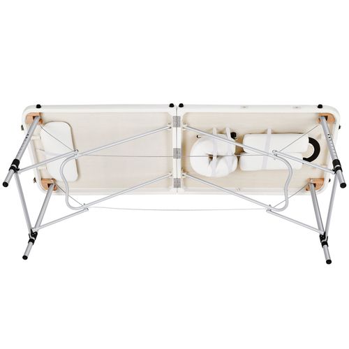 Table De Massage Portable Pliante 2 Zones Largeur De 61cm Rouleaux De Massage Blanc