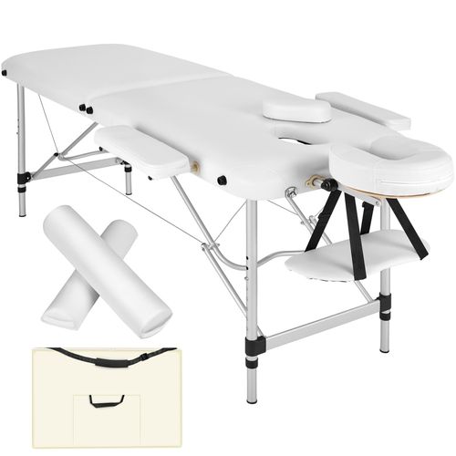 Table De Massage Portable Pliante 2 Zones Largeur De 61cm Rouleaux De Massage Blanc