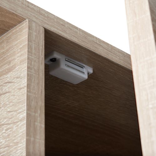 Meuble TV Style Industriel Pieds Réglables Bois Clair