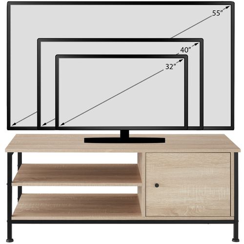 Meuble TV Style Industriel Pieds Réglables Bois Clair