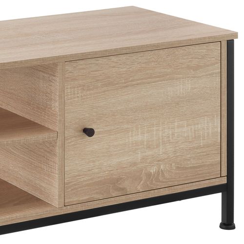 Meuble TV Style Industriel Pieds Réglables Bois Clair