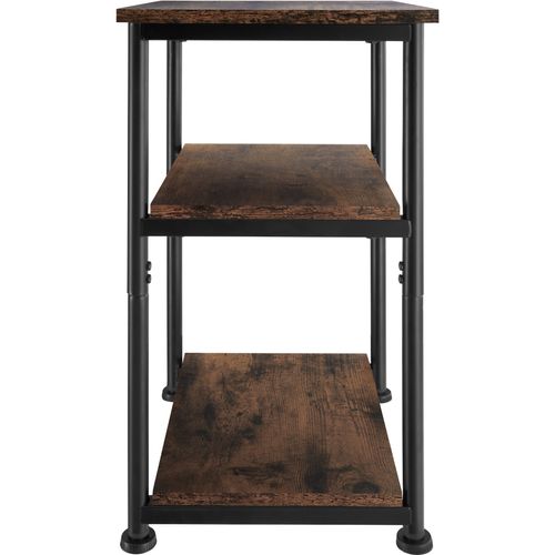 Table D'appoint Style Industriel 34 X 30 X 59 Cm Bois Foncé