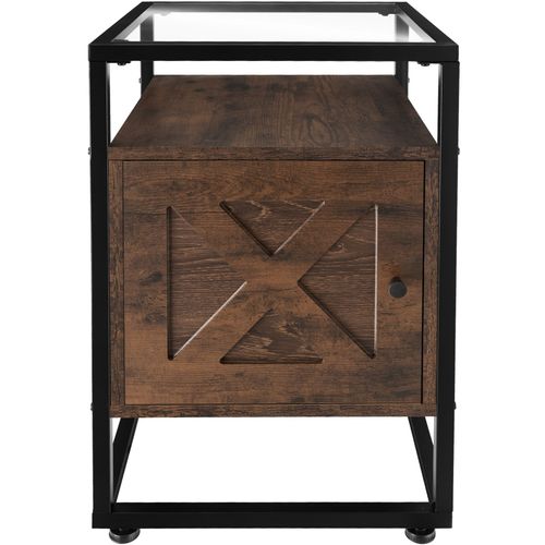 Table De Chevet Style Industriel 40 X 43 605 Cm Bois Foncé