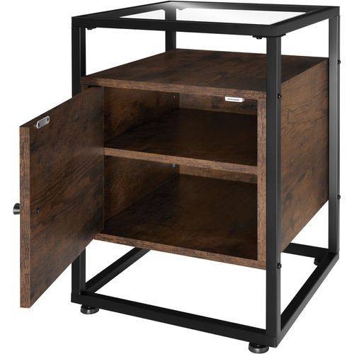 Table De Chevet Style Industriel 40 X 43 605 Cm Bois Foncé