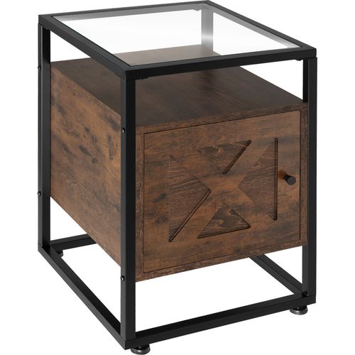 Table De Chevet Style Industriel 40 X 43 605 Cm Bois Foncé