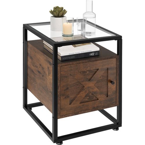 Table De Chevet Style Industriel 40 X 43 605 Cm Bois Foncé