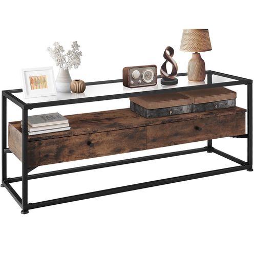 Buffet Bas Style Industriel En Bois Et Acier Bois Foncé