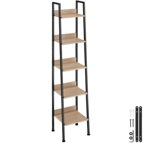 Étagère Style Industriel Anti-basculement 575x34x138 Cm Bois Clair