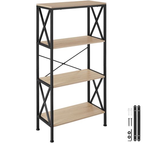 Étagère Style Industriel Anti-basculement 615x315x1335cm Bois Clair