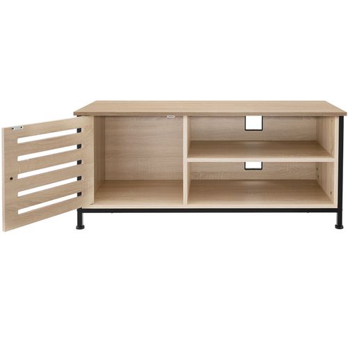 Meuble Pour Téléviseur Style Industriel Pieds Réglables Bois Clair