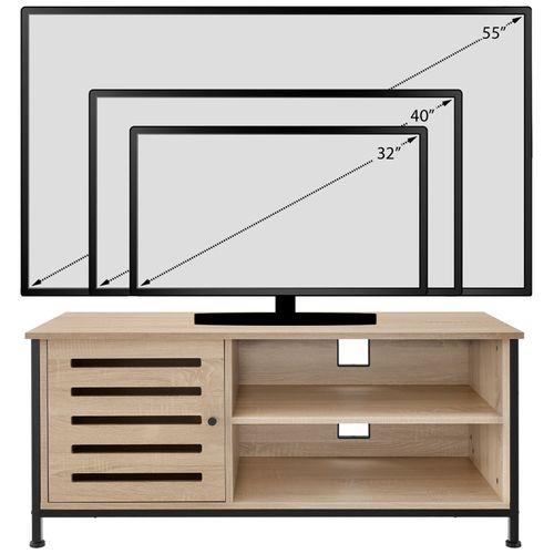 Meuble Pour Téléviseur Style Industriel Pieds Réglables Bois Clair